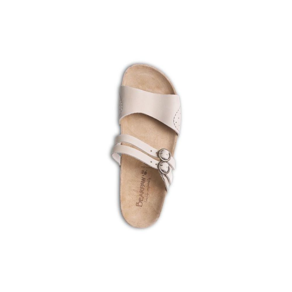 BEAR PAW Womens Beige Antique Stud Amoria Wedge Slip On Leather Slide Sandals 8